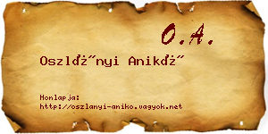 Oszlányi Anikó névjegykártya